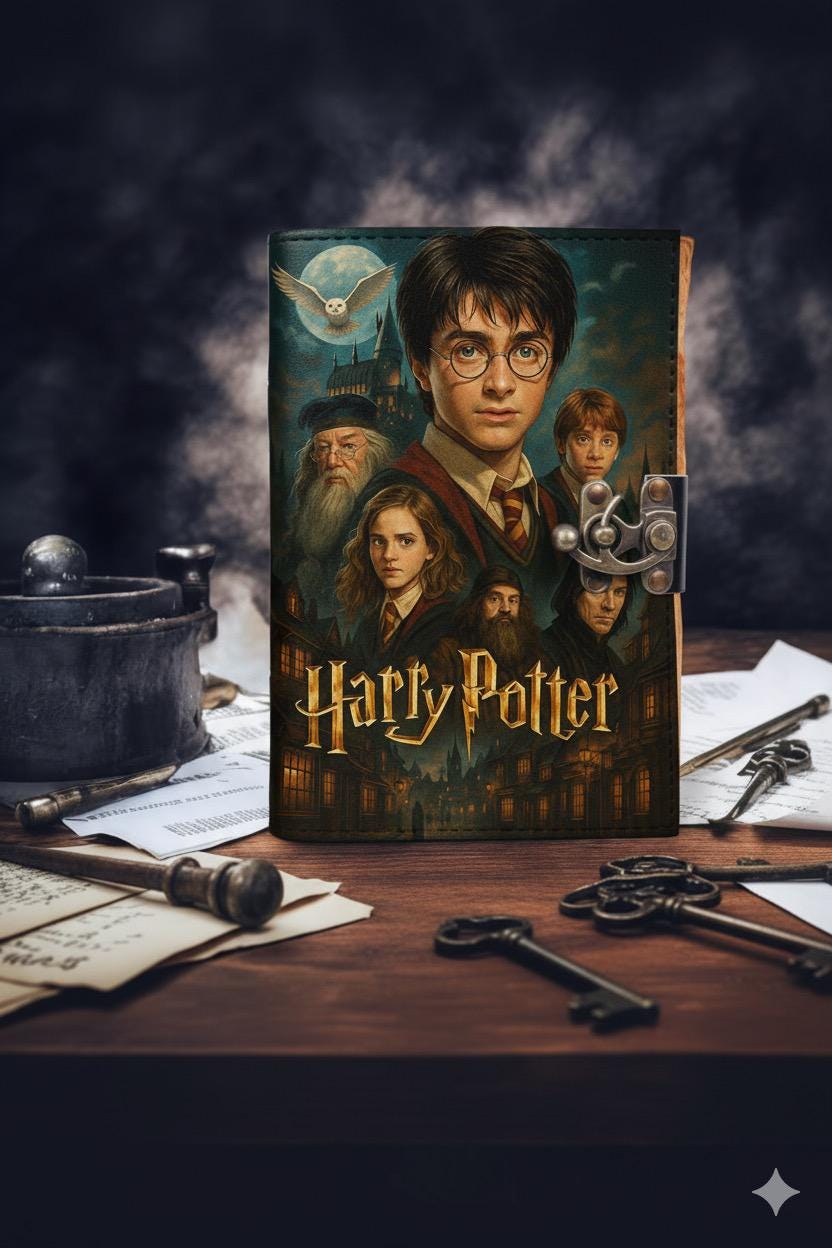 Harry Potter Leather Journal, Harry Potter Gifts Leather Journal, Book of shadows Grimoire Leather Journal, Wizard  Spell Harry Potter Book