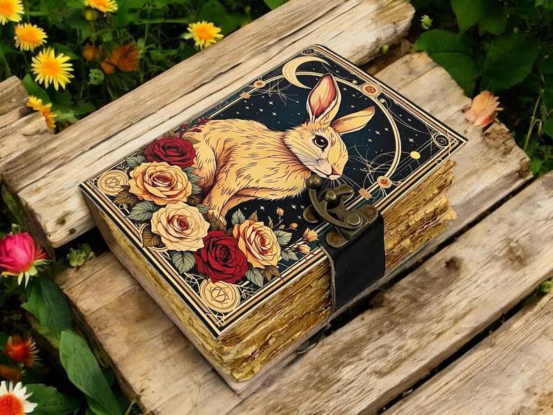 Bunny rabbit Grimoire Leather Journal Notebook Journal