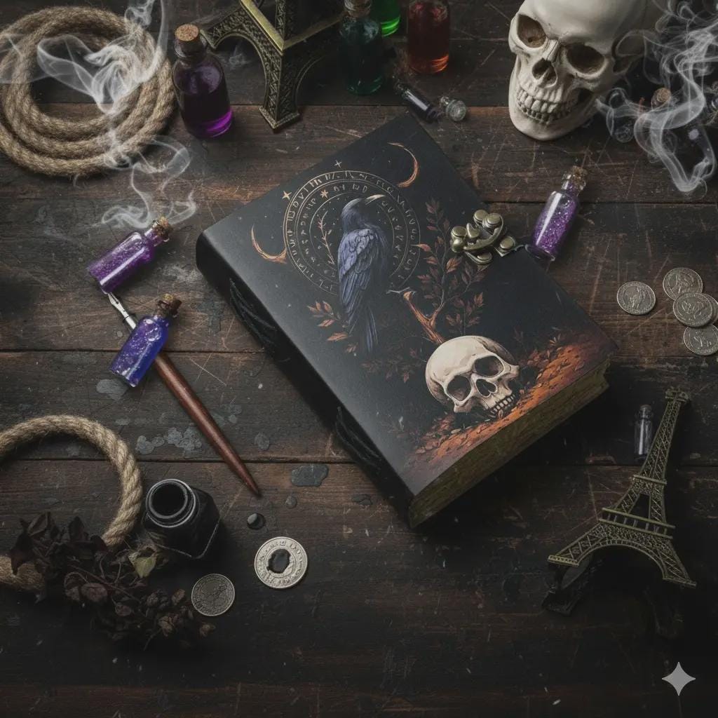 Grimoire Raven Vintage leather journal, Handmade,Blank spell book of shadows Celestial Gifts For Him Her