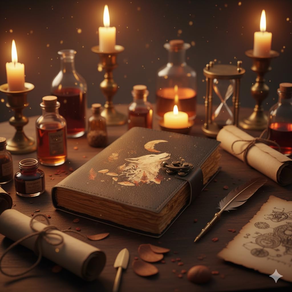 Fox Leather Grimoire Journal Leather Notebook Sketchbook