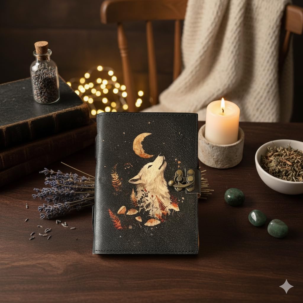 Fox Leather Grimoire Journal Leather Notebook Sketchbook