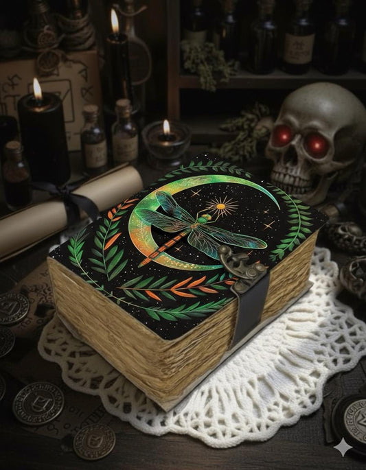 Dragonfly Leather Journal with Lock Handmade Vintage Writing Notebook Floral Diary, Sketchbook, Gift for Writers & Artists