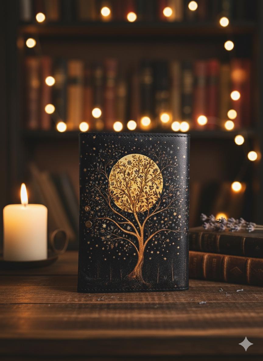 Tree of Life Leather Grimoire Journal: Blank Book of Shadows