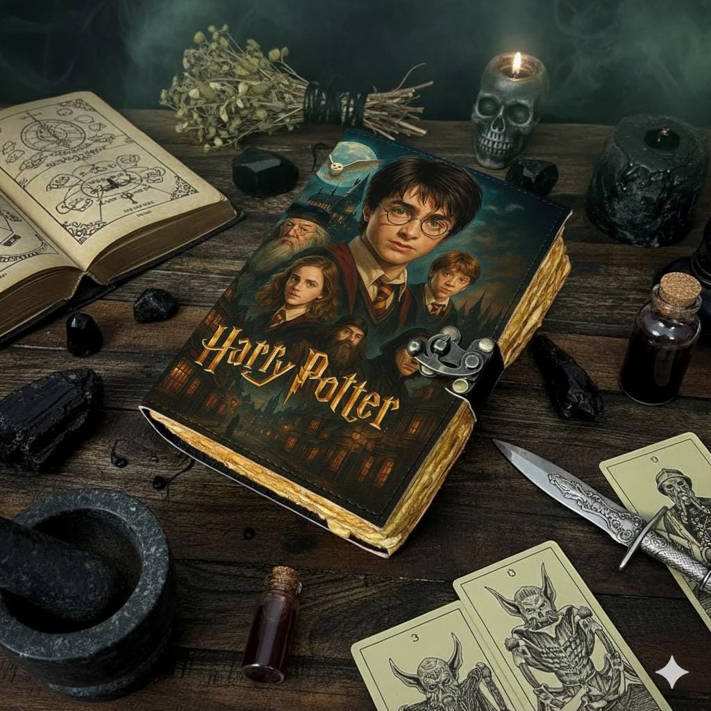 Harry Potter Leather Journal, Harry Potter Gifts Leather Journal, Book of shadows Grimoire Leather Journal, Wizard  Spell Harry Potter Book