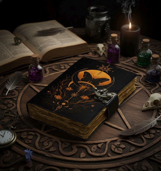400 Pages Grimoire Leather Journal Book of Shadows – Witchcraft Journal, Vintage Wiccan Pagan Gothic Spellbook, Halloween Gift for Women