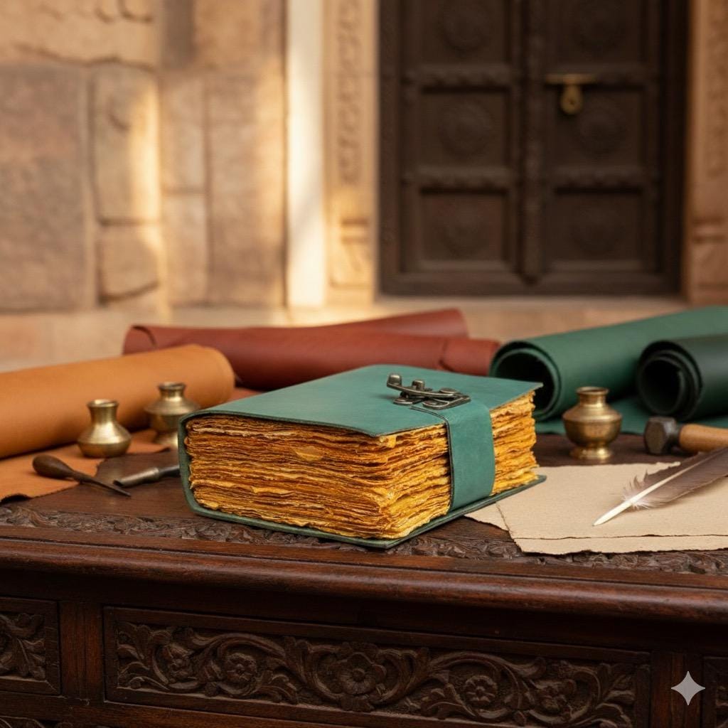 Leather Journal - Blank Spell Book of Shadows, Grimoire Journal, Travel Writing Notebook, Antique Deckle Edge Paper Gifts For Women