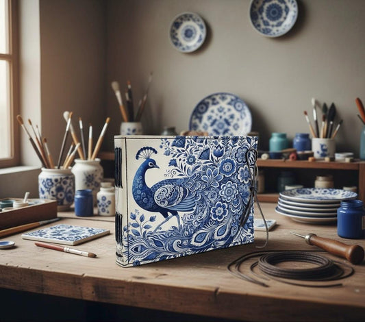 Peacock Memory book Custom Photo Album, Peacock Leather Scrapbook Adventure Book Journal Beautiful Flower Art Book Gift for Him and Her,