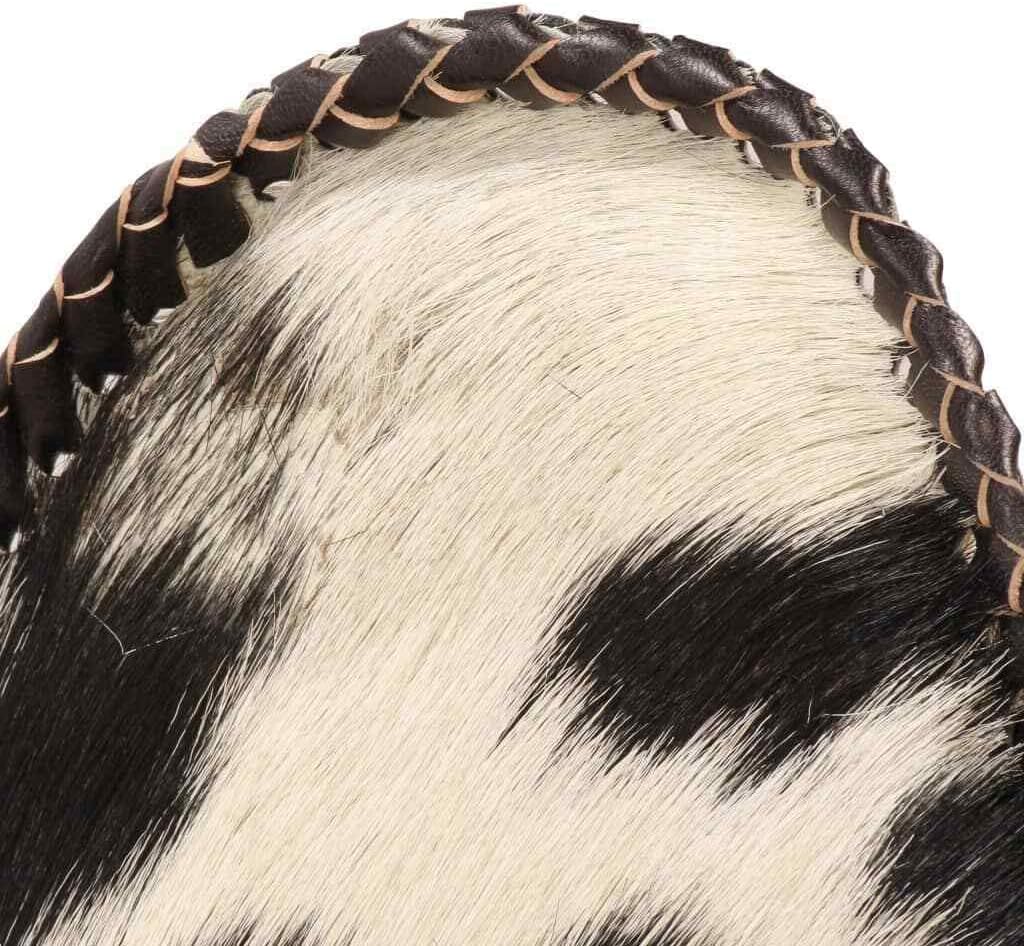Home Decor Genuine Goat Leather Butterfly Arm Chair with Black/Brown White Hair on Cover (Black and White with Black Frame)