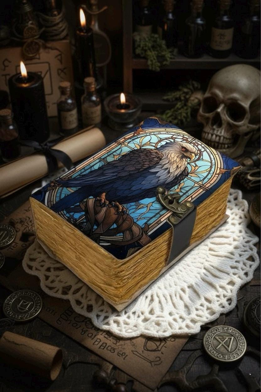 Eagle Leather journal Rustic vintage leather - Grimoire Leather journal - Book of Shadows - Fat journal gift for men and women