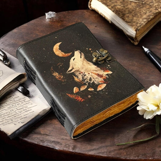 Fox Leather Grimoire Journal Leather Notebook Sketchbook