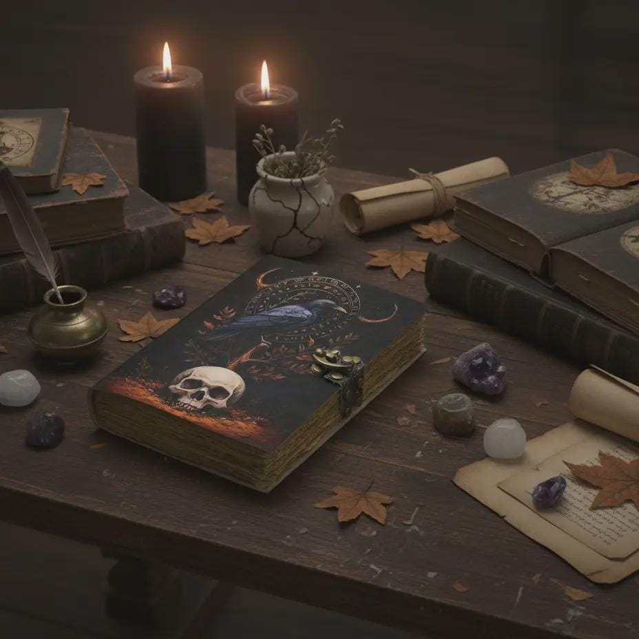 Grimoire Raven Vintage leather journal, Handmade,Blank spell book of shadows Celestial Gifts For Him Her