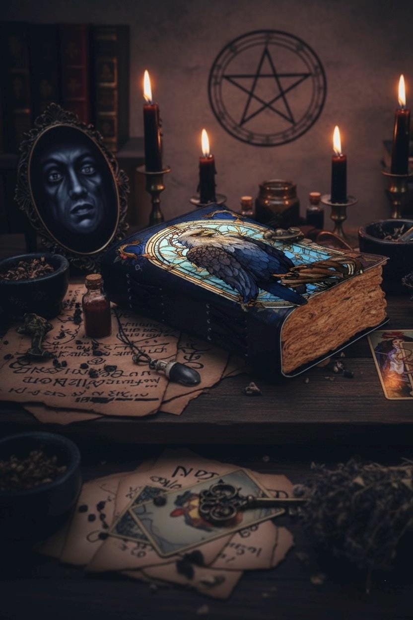 Eagle Leather journal Rustic vintage leather - Grimoire Leather journal - Book of Shadows - Fat journal gift for men and women