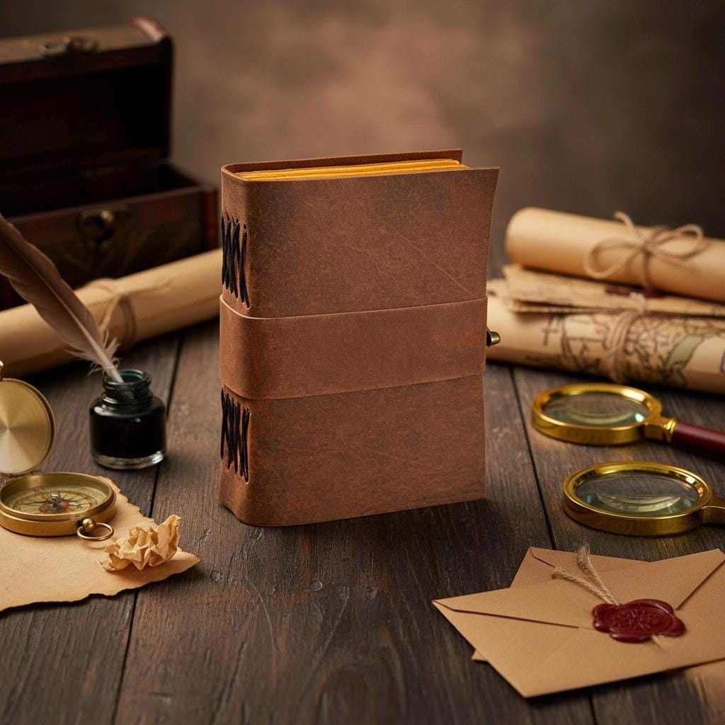 400 Page leather Journal - Blank Spell Book of Shadows, Grimoire Journal, Travel Writing Notebook, Antique Deckle Edge Paper Gifts For Women