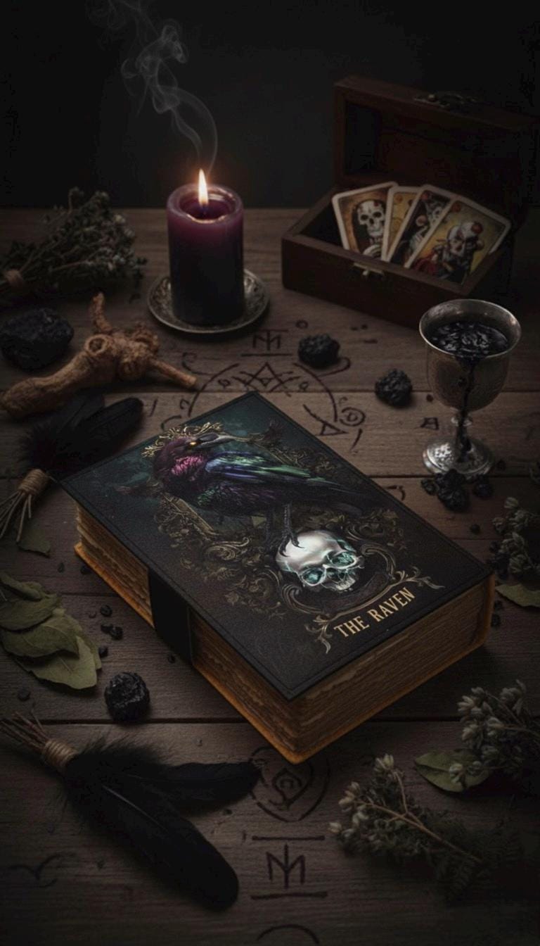 The Raven Leather Journal Gothic Grimoire Book of Shadows Vintage Raven Grimoire Journal Witchcraft Magic Journal Raven gifts for Halloween
