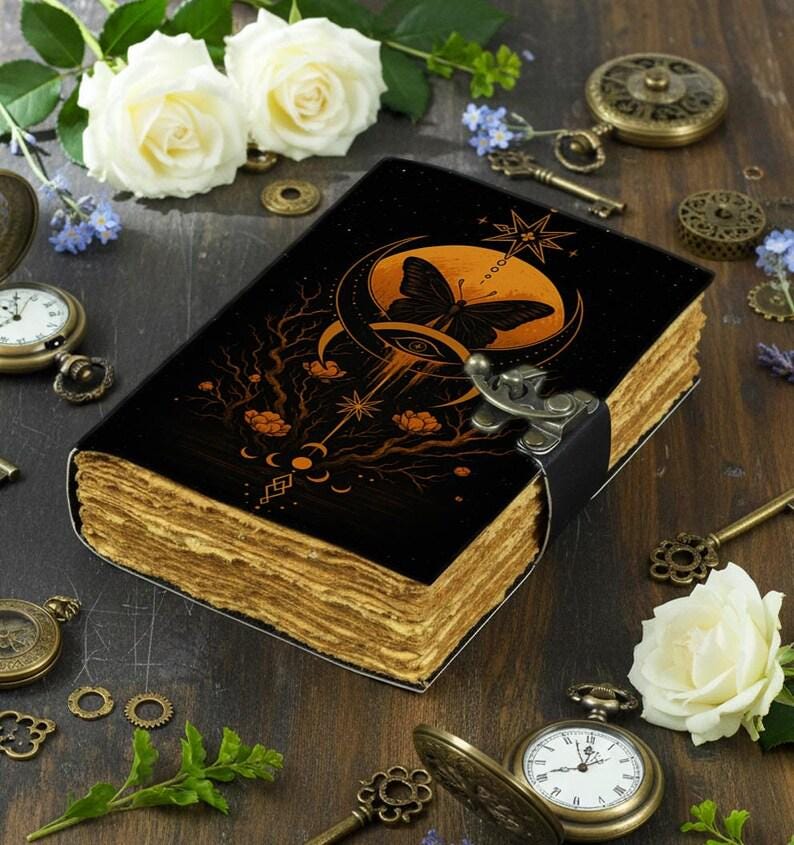400 Pages Grimoire Leather Journal Book of Shadows – Witchcraft Journal, Vintage Wiccan Pagan Gothic Spellbook, Halloween Gift for Women