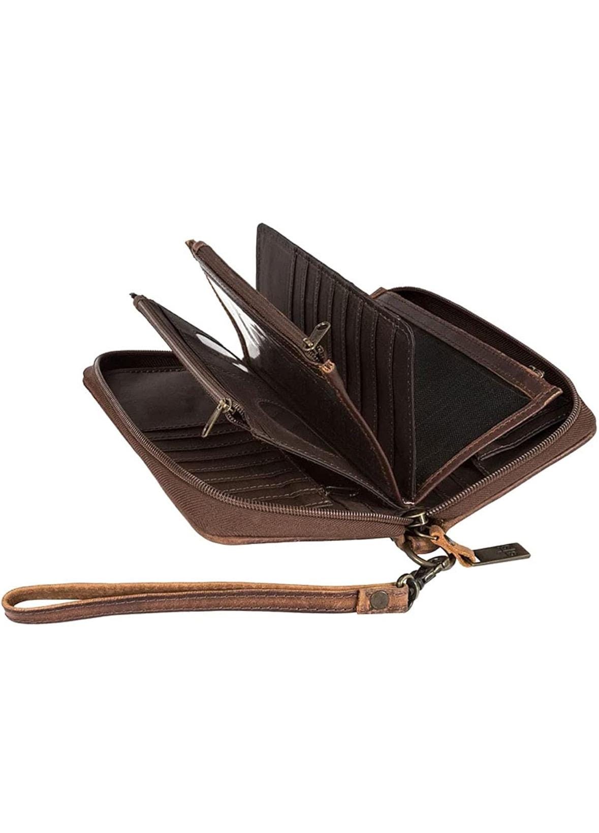 Cowhide Clutch Wristlet: Genuine Leather Ranchwear Organizer