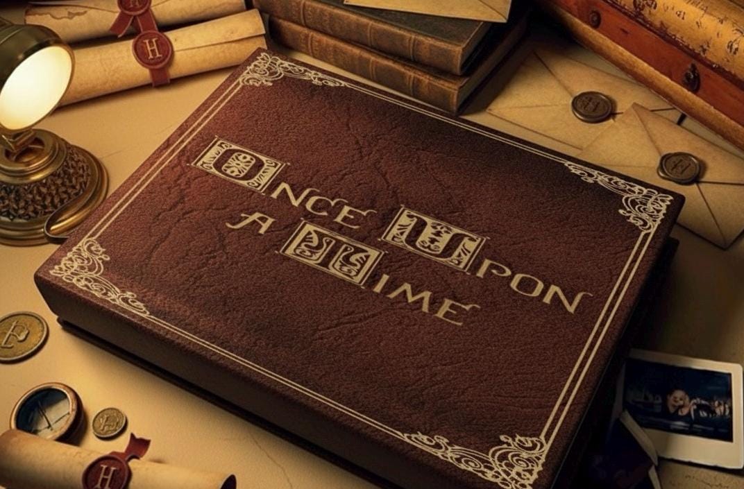 Once Upon Time Memory book Custom Photo Album, Leather Scrapbook Adventure Book Storybook Journal Gift for Him and Her, Anniversary Gift