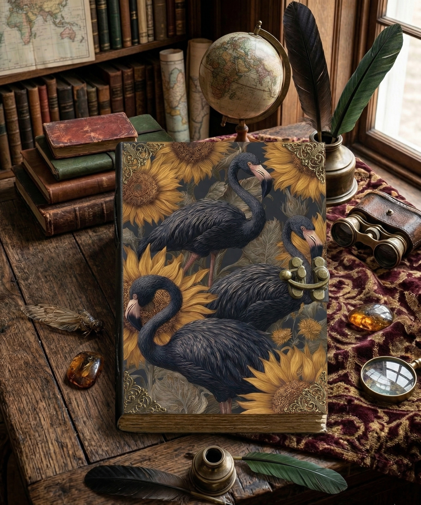 Black Flamingo Leather Journal