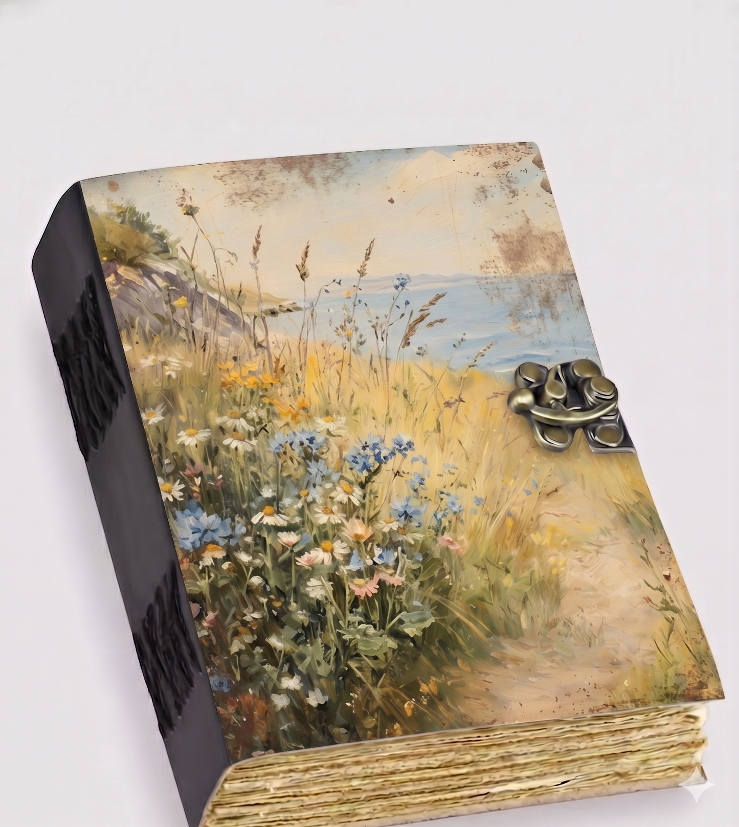 Wildflower Journal - Coastal Meadow Seaside Hardcover Notebook, Nature Landscape