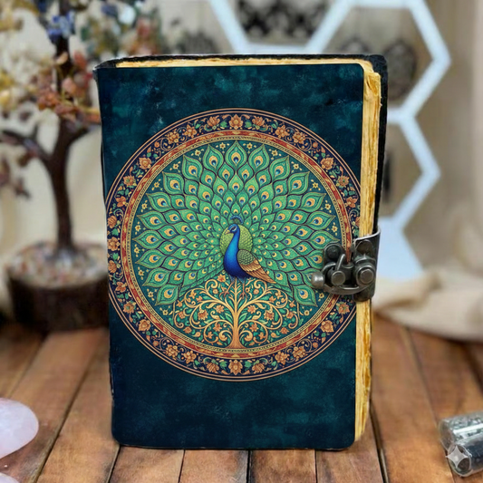 Peacock Leather journal Grimoire Notebook