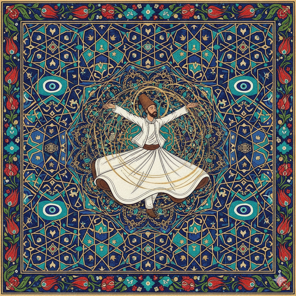Turkish leather journal dancing dervishes