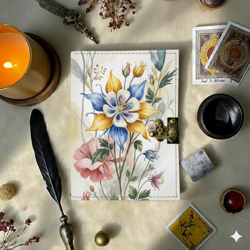 Columbine Flower Leather Journal