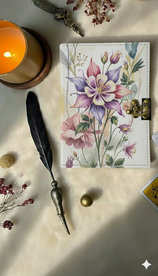 Columbine Flower Leather Journal