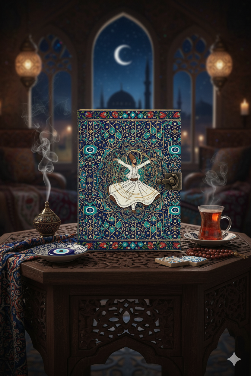 Turkish leather journal dancing dervishes