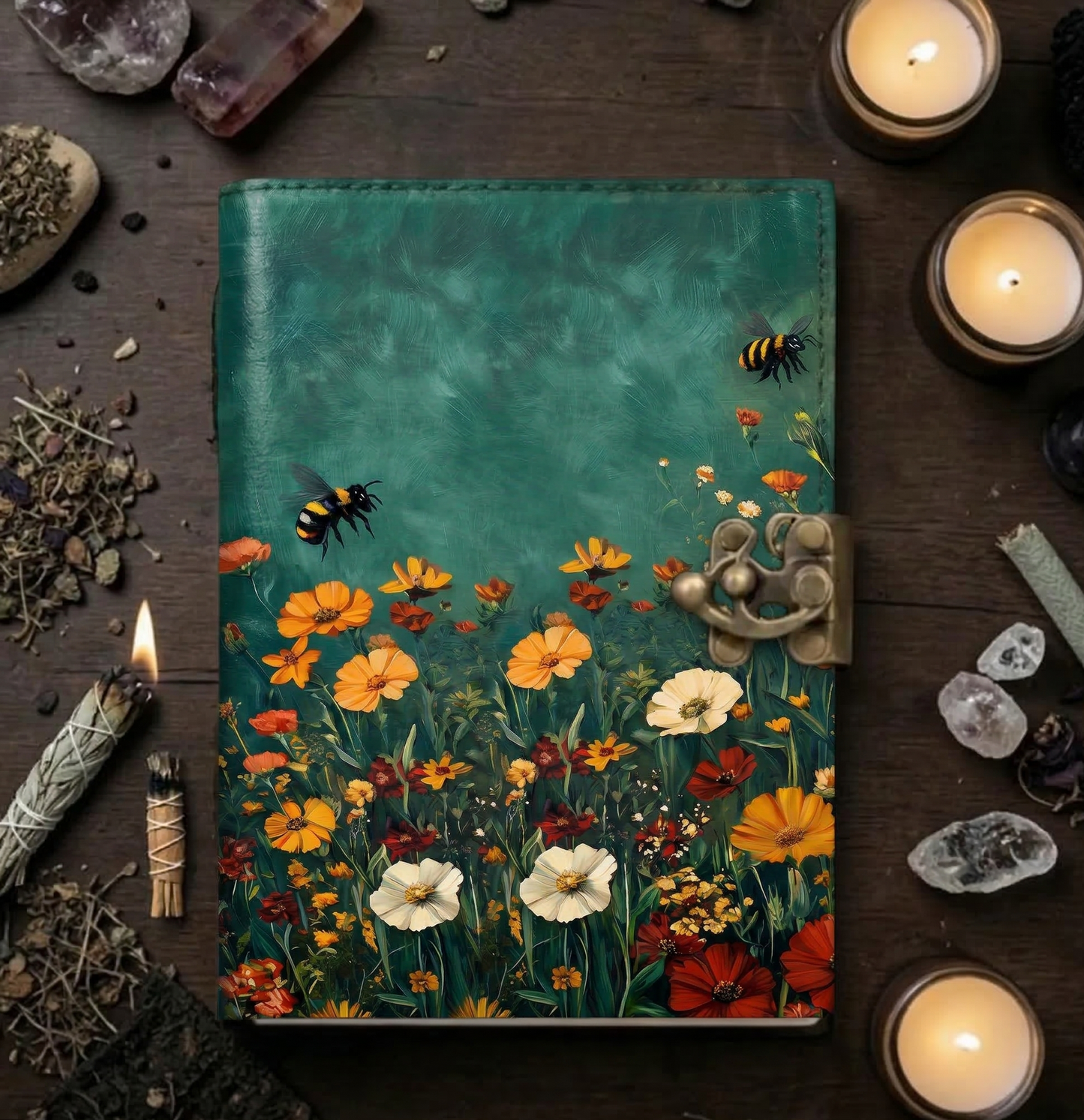 Flower leather Journal Spring Journal