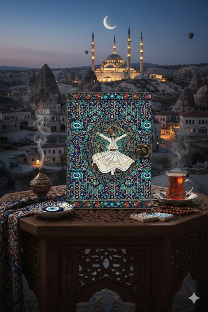 Turkish leather journal dancing dervishes