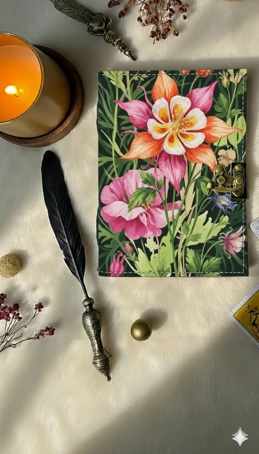 Columbine Flower Leather Journal