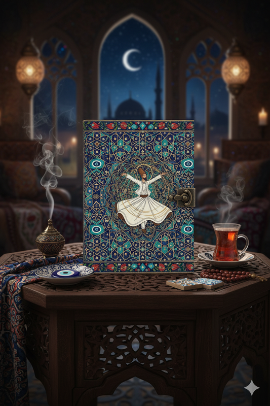 Turkish leather journal dancing dervishes
