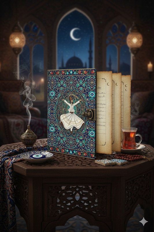 Turkish leather journal dancing dervishes