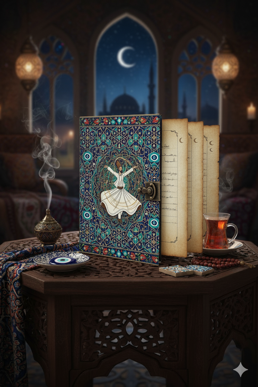 Turkish leather journal dancing dervishes