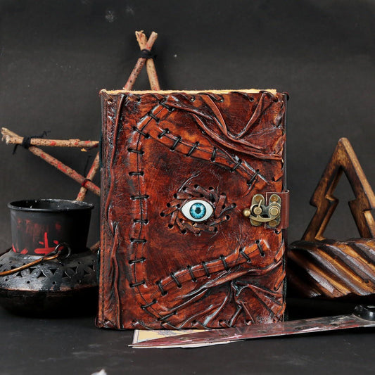 Hocus Pocus Book, Hocus Pocus Spooky Decor Gifts for Halloween, Spell Book of Shadows Grimoire Leather Journal Halloween Decorations Book