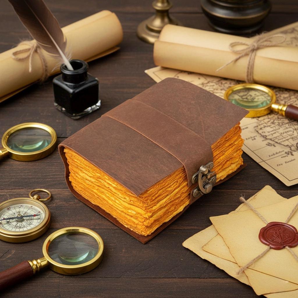 400 Page leather Journal - Blank Spell Book of Shadows, Grimoire Journal, Travel Writing Notebook, Antique Deckle Edge Paper Gifts For Women