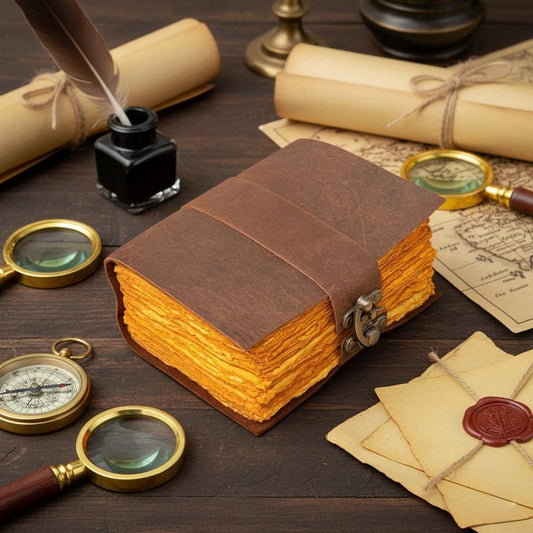 400 Page leather Journal - Blank Spell Book of Shadows, Grimoire Journal, Travel Writing Notebook, Antique Deckle Edge Paper Gifts For Women