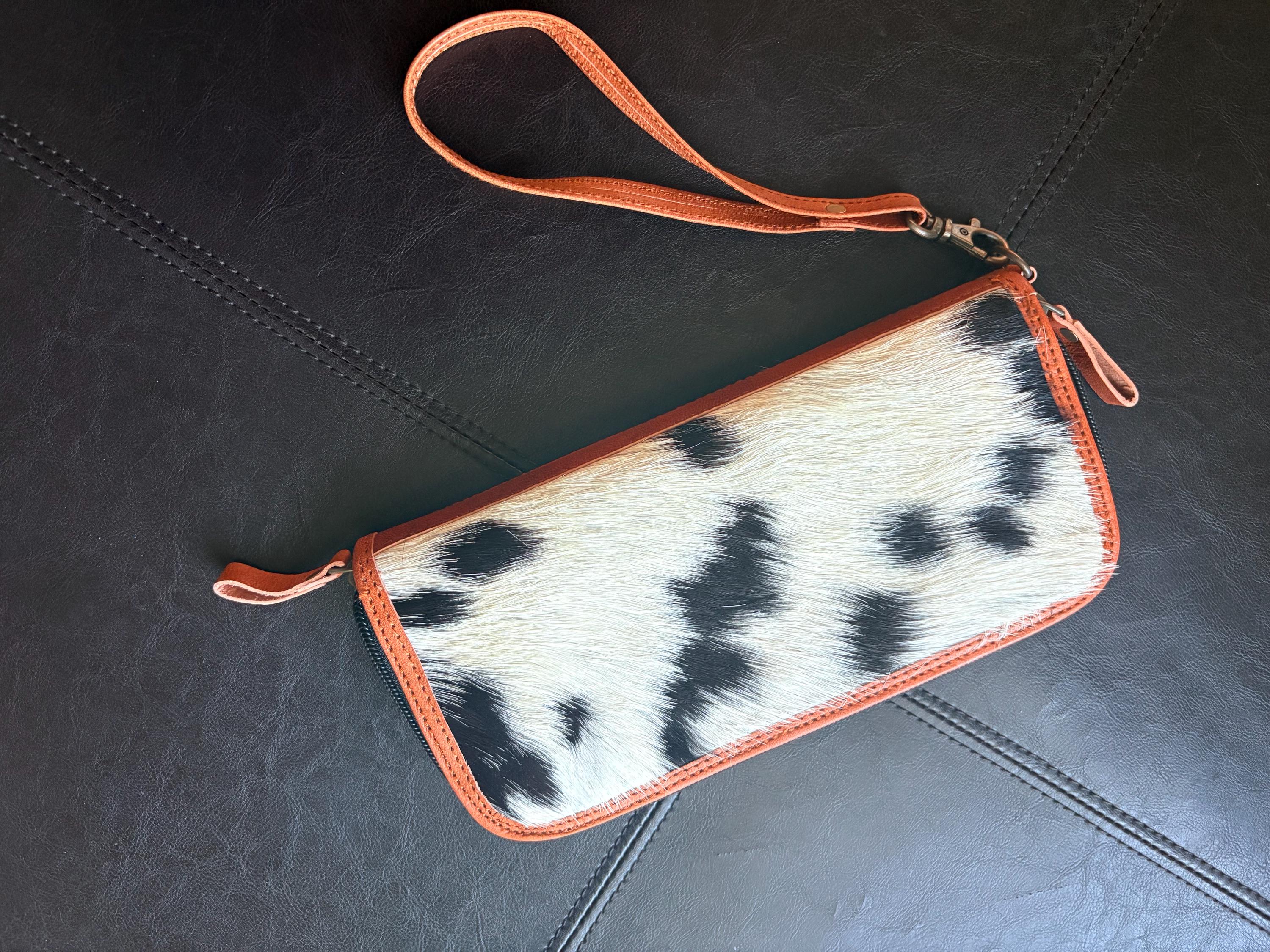 Cowhide Clutch Wristlet: Genuine Leather Ranchwear Organizer