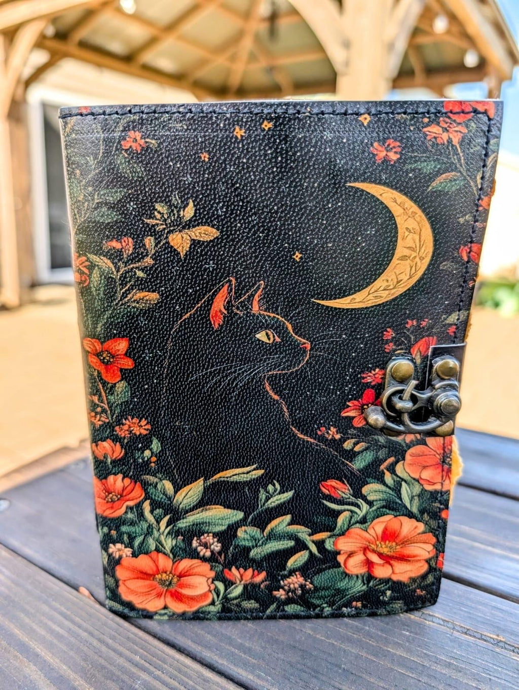 Celtic Cat Leather Grimoire Journal: Book of Shadows, 400 Pages