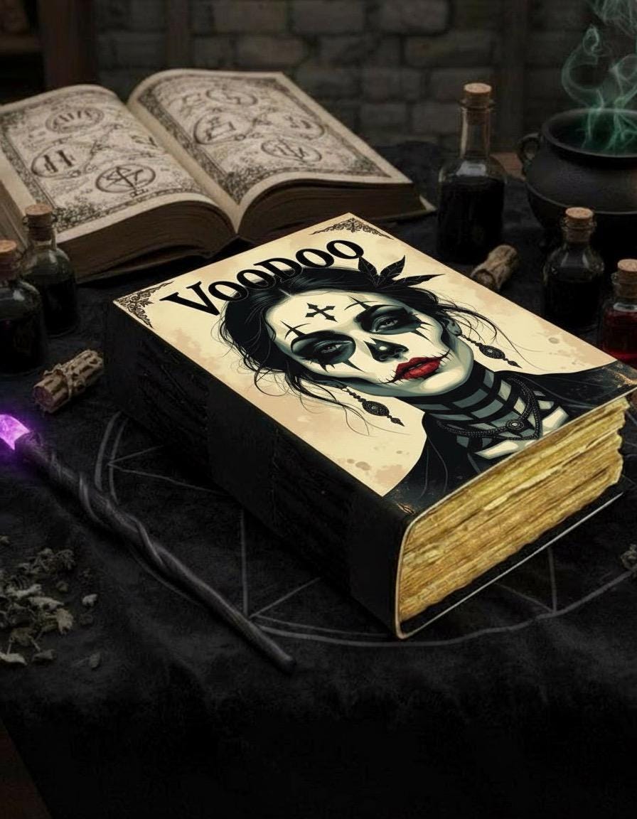 400 Page Large Voodoo Spell Book Leather Grimoire Journal: Wiccan Notebook with Wiccan Book of Shadows Witchcraft Journal and Notebook