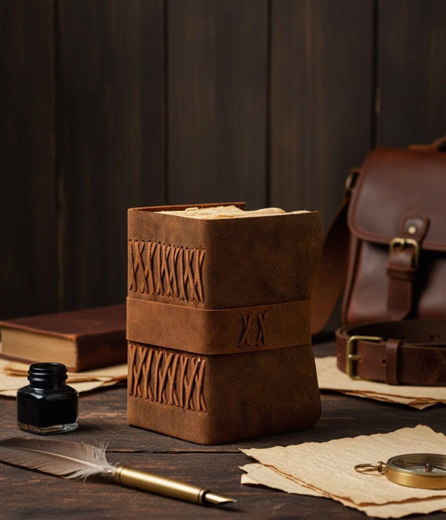 600 Page leather Journal - Blank Spell Book of Shadows, Grimoire Journal, Travel Writing Notebook, Antique Deckle Edge Paper Gifts For Women