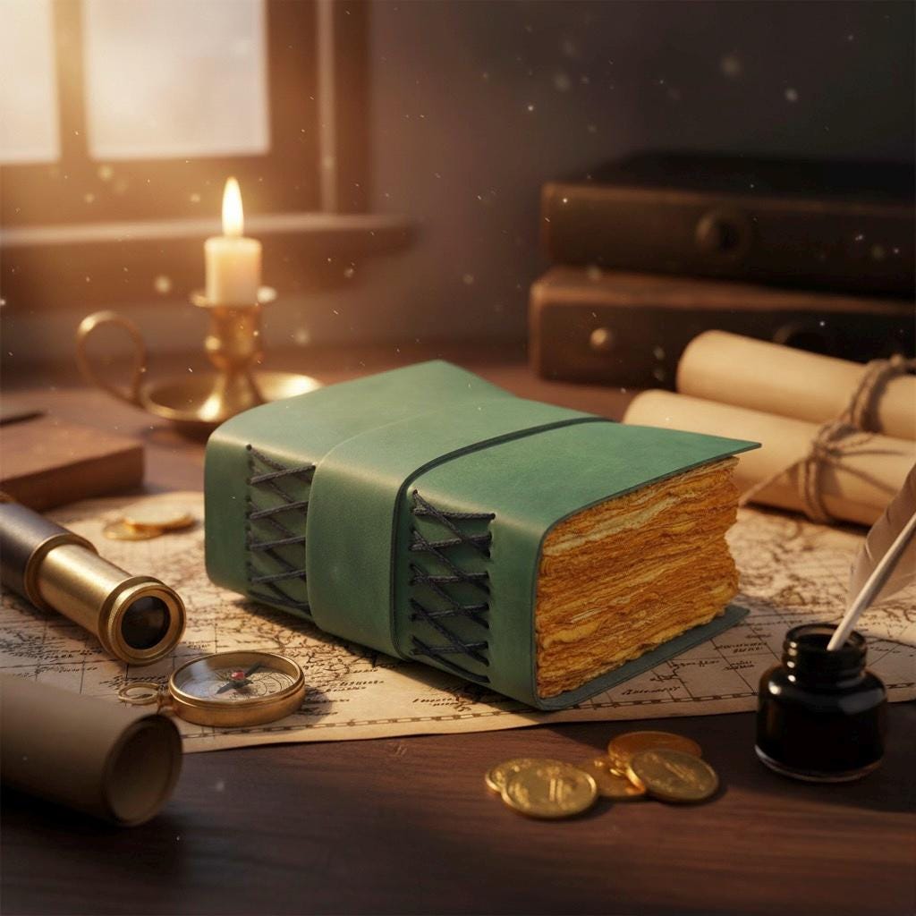 Leather Journal - Blank Spell Book of Shadows, Grimoire Journal, Travel Writing Notebook, Antique Deckle Edge Paper Gifts For Women