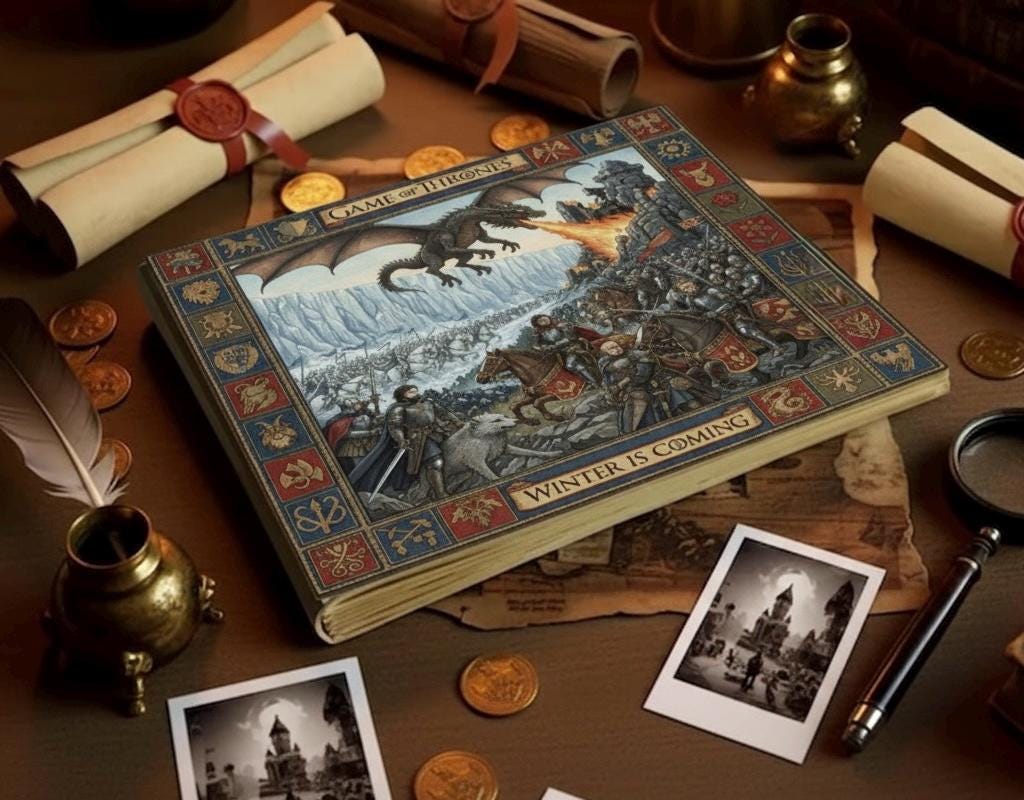Game Of Thrones Memory book Custom Photo Album, Game Of Thrones Leather Scrapbook Adventure Book Game Of Thrones Book Gift for Him and Her