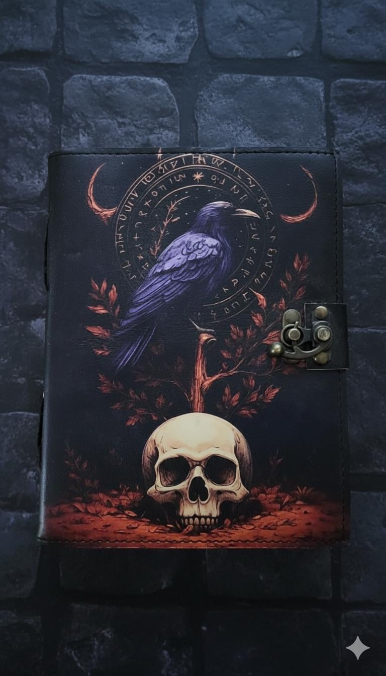 Grimoire Raven Vintage leather journal, Handmade,Blank spell book of shadows Celestial Gifts For Him Her