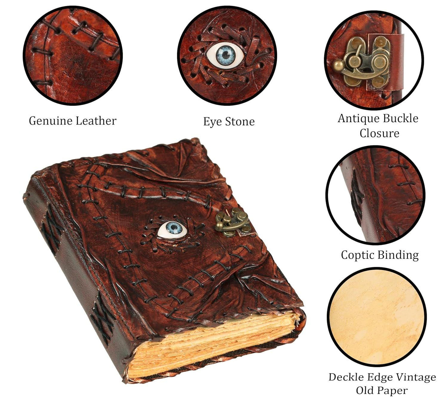 Hocus Pocus Book, Hocus Pocus Spooky Decor Gifts for Halloween, Spell Book of Shadows Grimoire Leather Journal Halloween Decorations Book