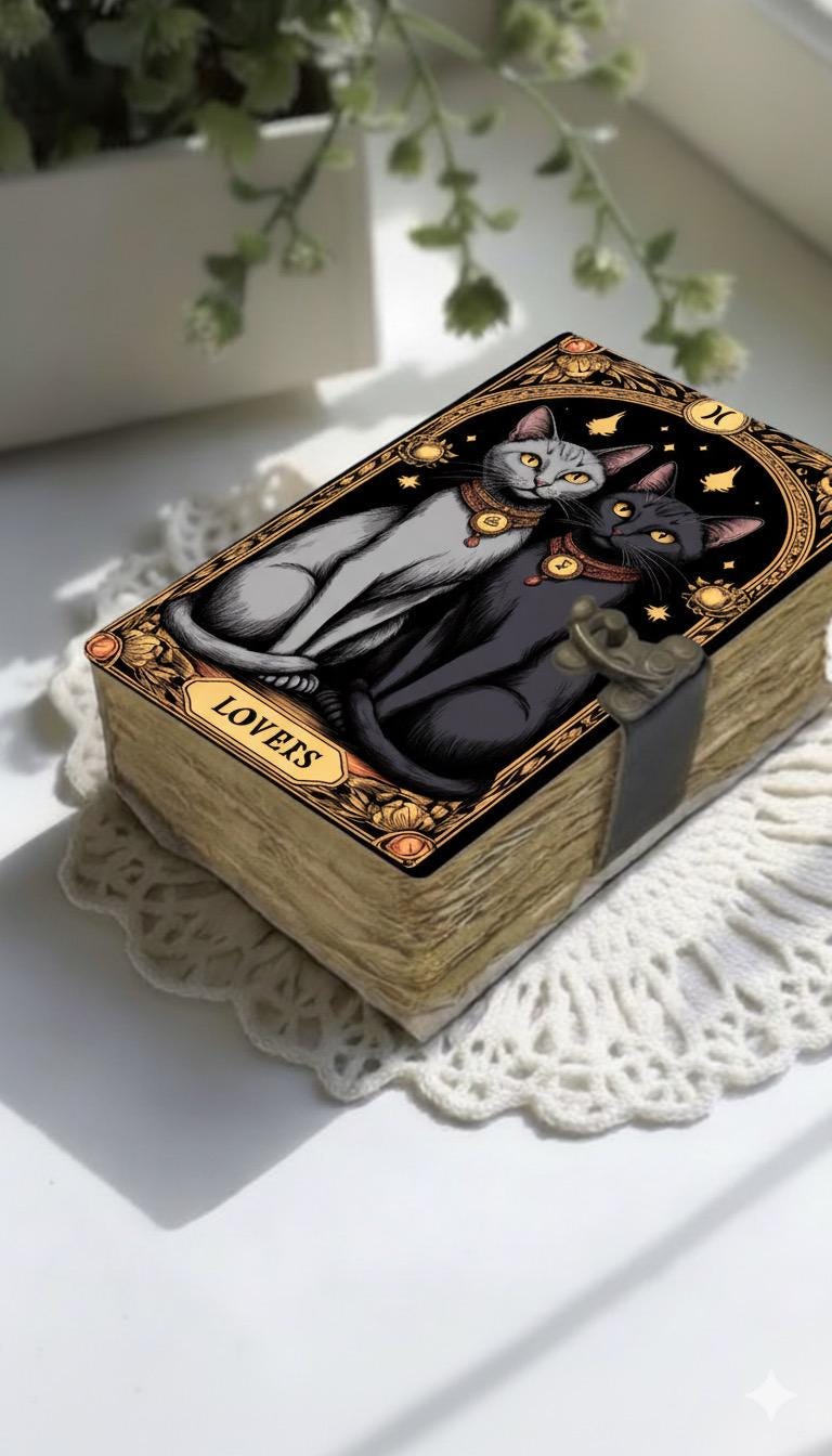 The Lovers Grimoire Journal: Cat Lover Print Book of Shadows Magic Leather Journal, Spell book Magic Cat  Journal Gifts for Women