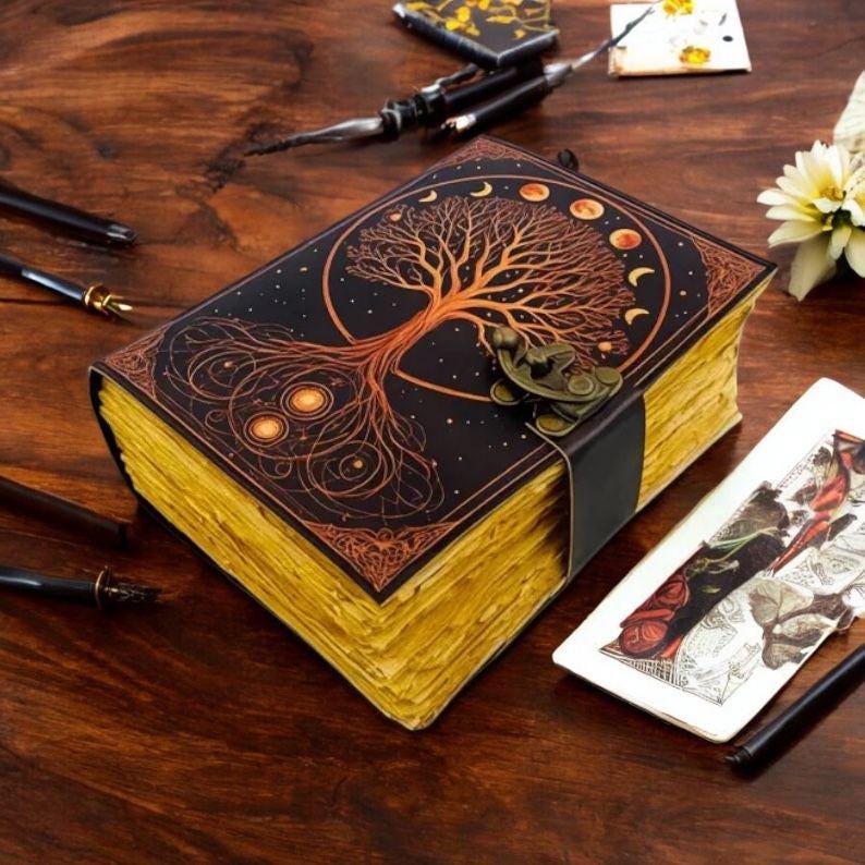 Tree of life Handmade Vintage leather journal Grimoire Blank Spell book of Shadow Birthday gift, Mother's day Gift Christmas Gift Halloween