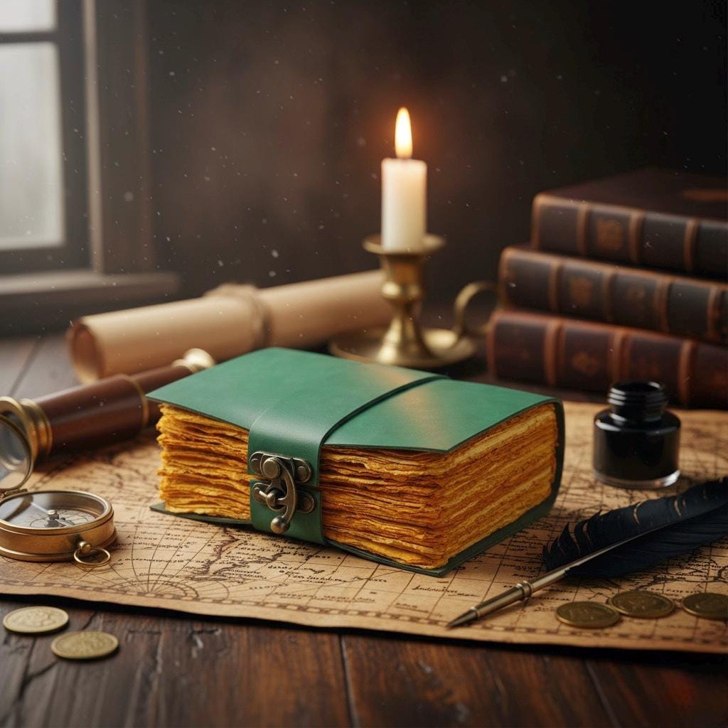 Leather Journal - Blank Spell Book of Shadows, Grimoire Journal, Travel Writing Notebook, Antique Deckle Edge Paper Gifts For Women