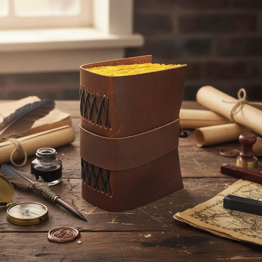 Leather Journal - Blank Spell Book of Shadows, Grimoire Journal, Travel Writing Notebook, Antique Deckle Edge Paper Gifts For Women