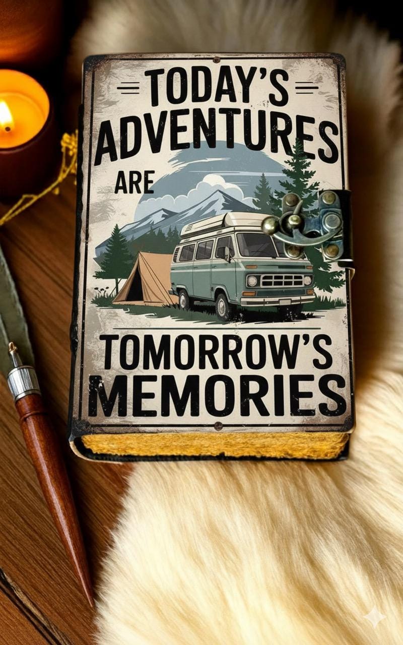 Adventures Leather Journal Memories Travel Leather Journal Grimoire Book of Shadows Vintage Sketchbook Journal gifts for Women